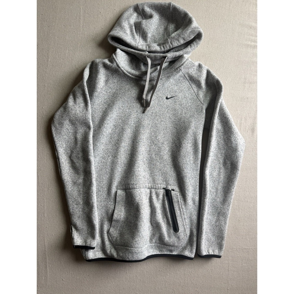 Nike Hypernatural Therma-fit Light Heather Gray Hooded Cowl Pullover Sweater Med
